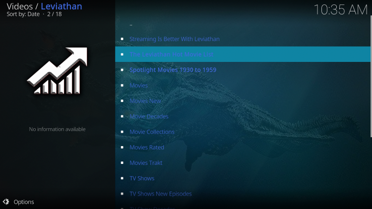 The Leviathan Kodi add-on is now successfully installed