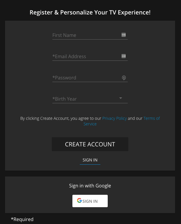 Step 2 - Signing Up for an Account on Pluto TV
