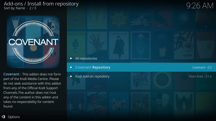Click Covenant kodi Repository