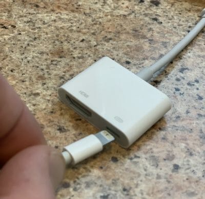 plug charger into lightning adapter