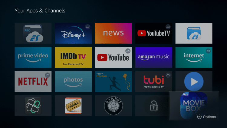 Scroll to the bottom and hover over HD Movie Box.