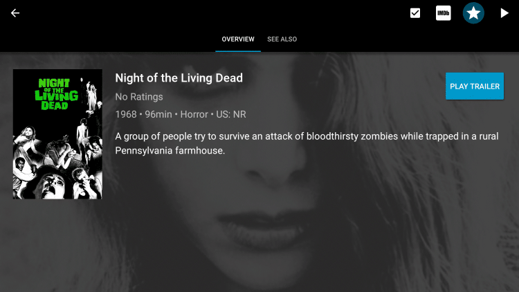 You'll notice the star is highlighted, as your preferred Movie or TV Show is now added to your Favorites