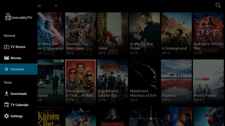 To view your Favorites, return to the Home screen of UnlockMyTTV and select Favorites within the left menu