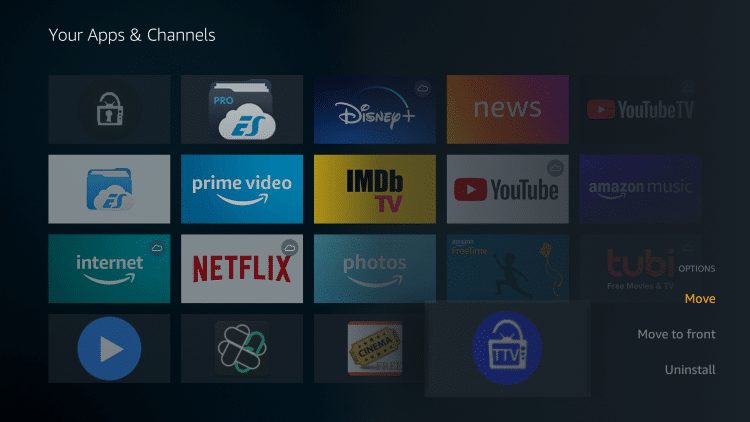 Click the Options button on your remote (three horizontal lines). Then select Move.