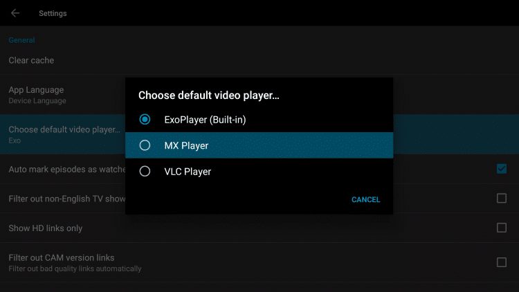 Select MX Player