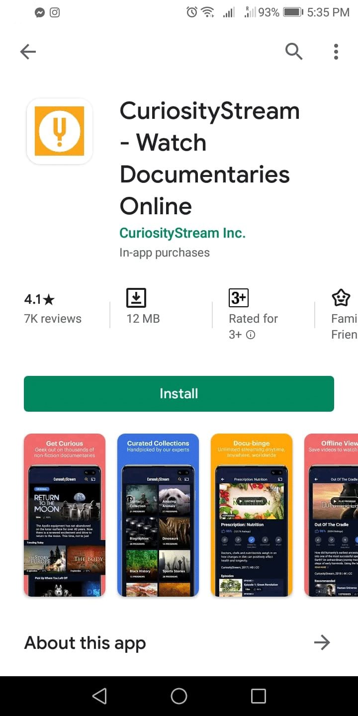 Step 2 - How to Install CuriosityStream on Android