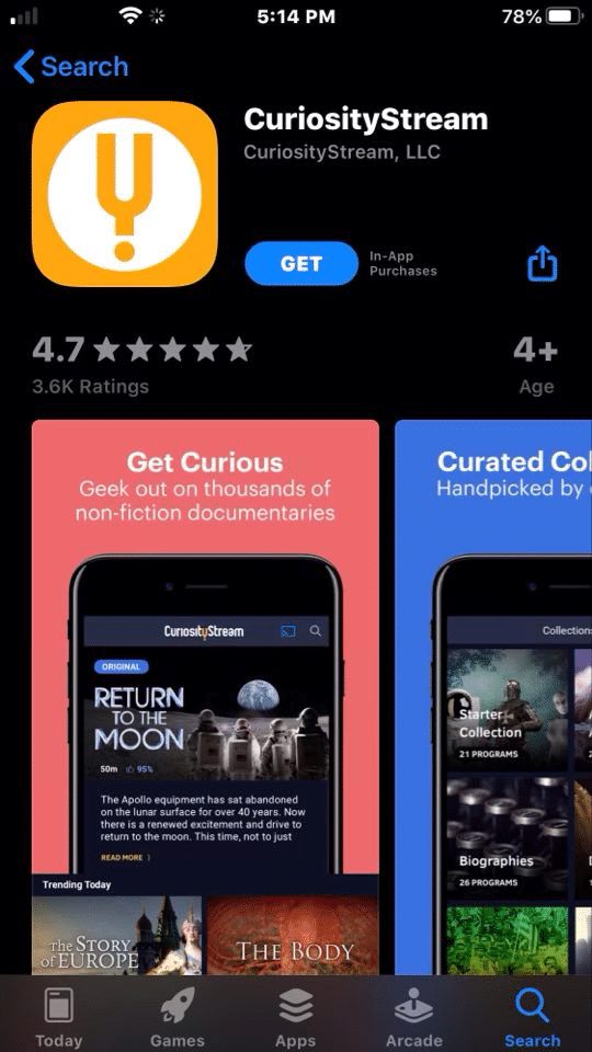 Step 2 - How to Install CuriosityStream on iOS