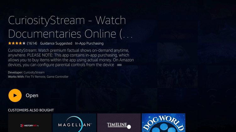 Step 6 - How to Install CuriosityStream on Firestick:Fire TV