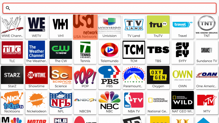 You will then notice the popular USA channels to choose from in a variety of categories.