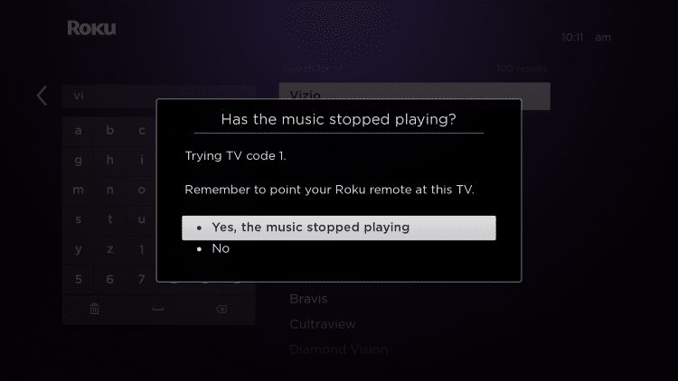 choose yes if music stops