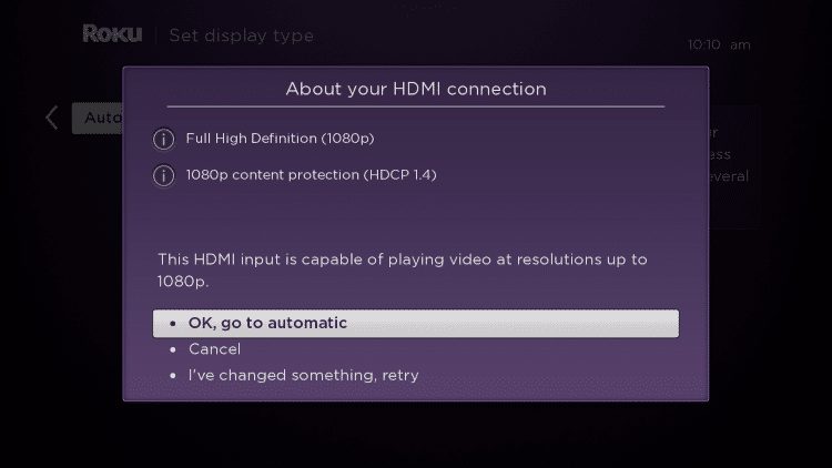 choose OK, go to automatic