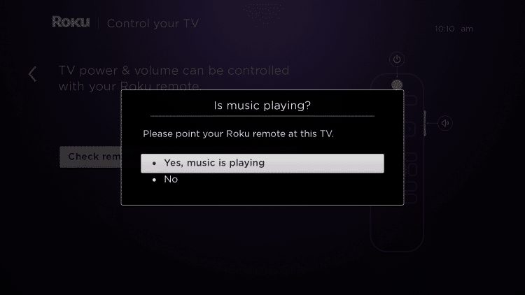 choose yes, music is playing