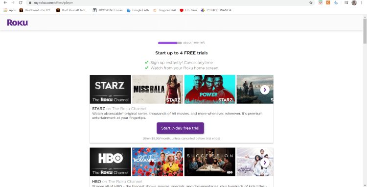 roku free trials