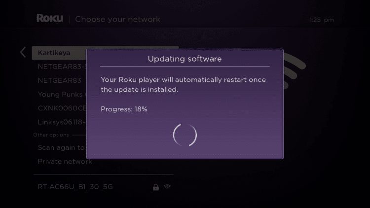 Wait a minute or two for your Roku device to update.