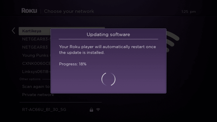 Wait a minute or two for your Roku device to update.