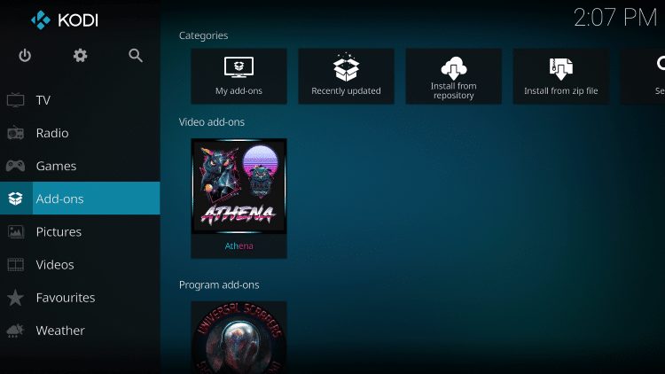 Return back to the home screen of Kodi and select add-ons