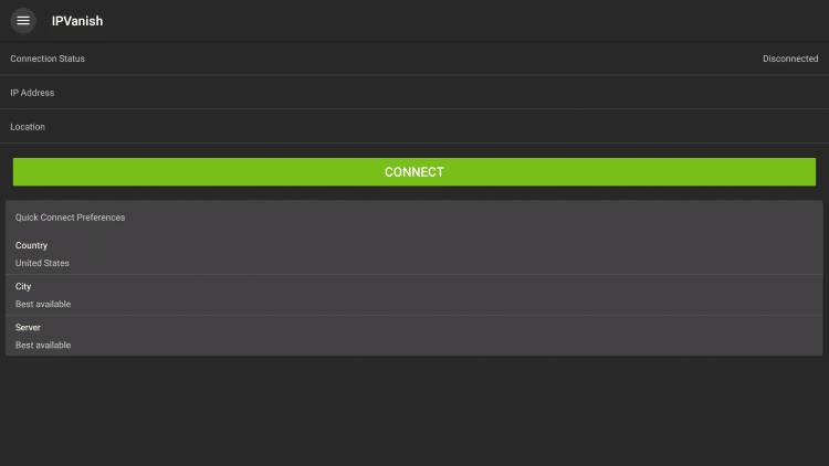 To connect your VPN simply click the CONNECT button.