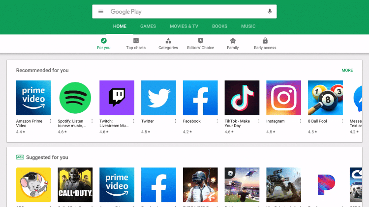 After launching the Google Play Store click the search box on the top of your screen.