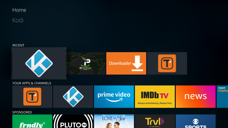 Once the download is complete, reopen Kodi from the Home menu