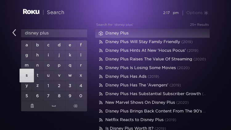 Enter in "Disney Plus" within the search bar