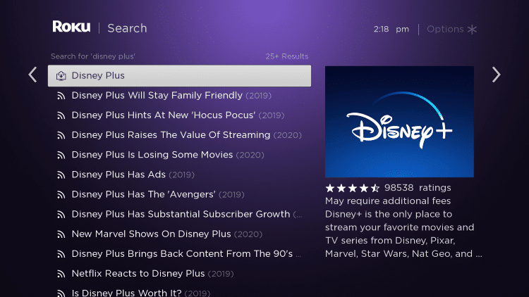 Click the first Disney Plus option that appears