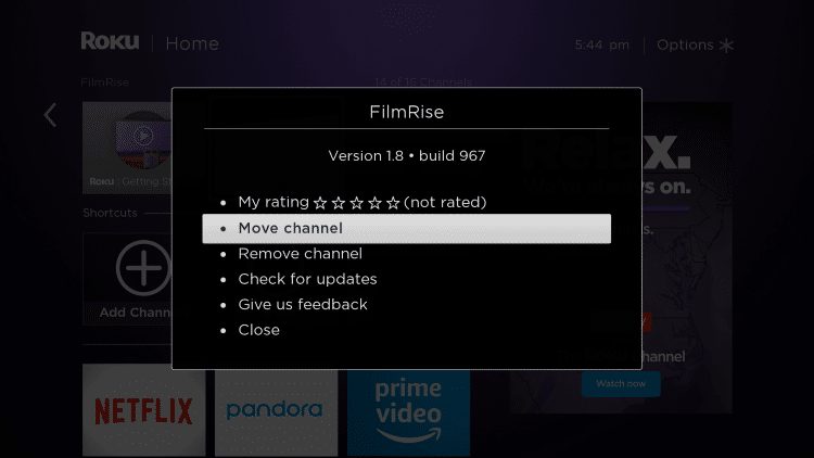 If you want to move your channel towards the top select Move channel