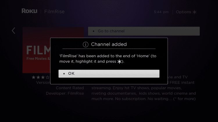 Click OK when this message appears