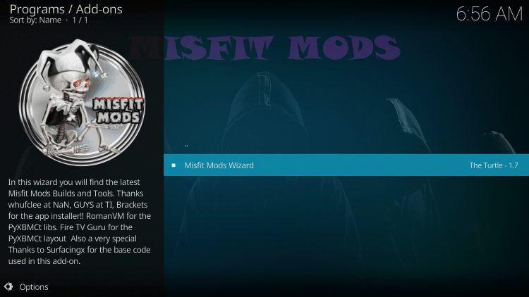 Select Misfit Mods Wizard
