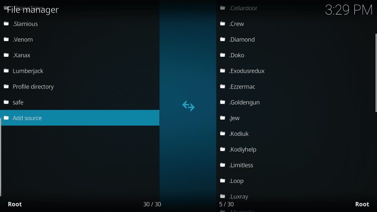 click add source