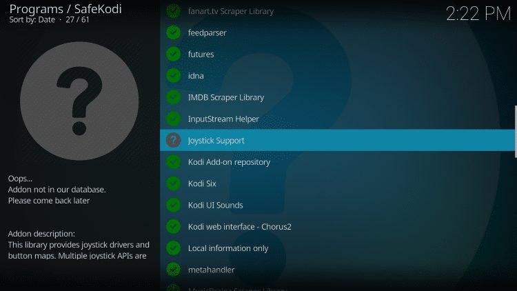 safekodi scan complete screen