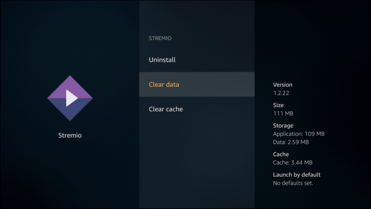 click clear data for stremio