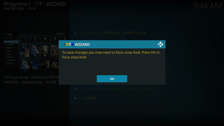 When this message appears click OK
