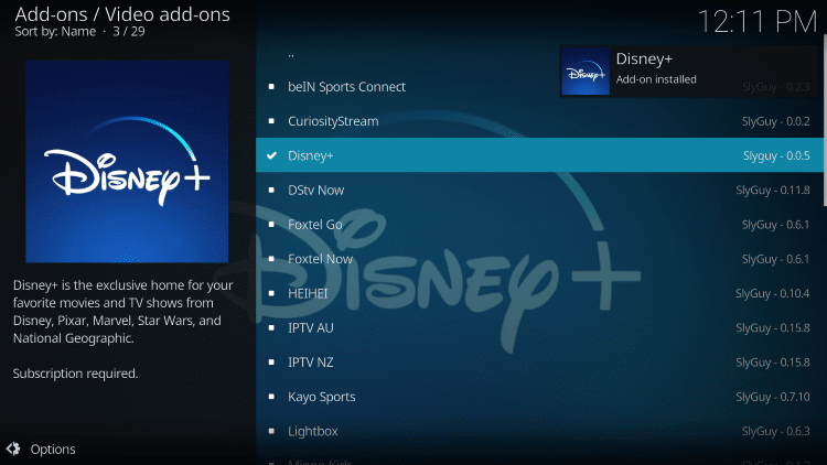 wait for disney+ addon installed message