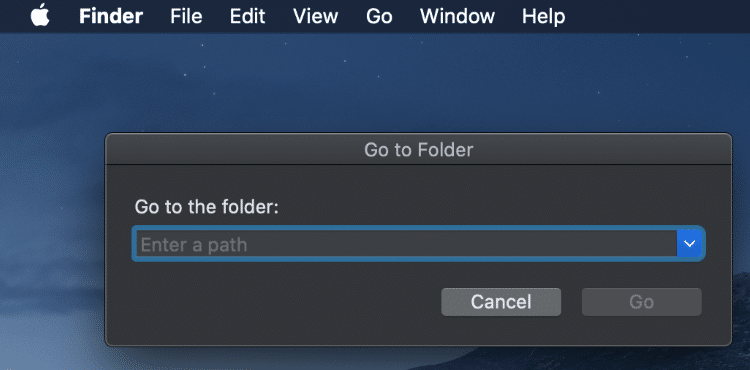 The Go to Folder box will then appear.