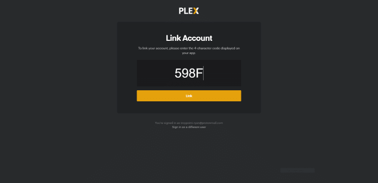 Enter in the code from the previous step then click Link