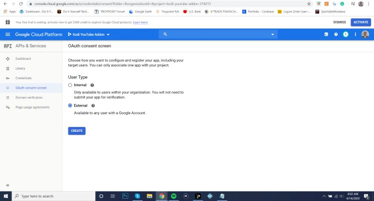 check external and click create
