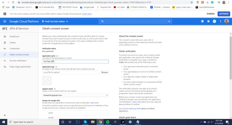 name application and click save