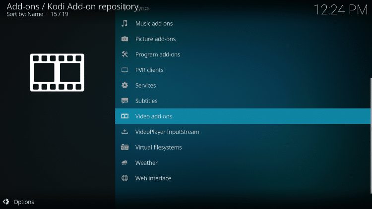 By default you are now in the Kodi Add-On Repository. Then select Video add-ons
