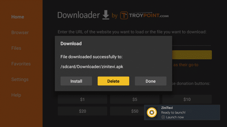 This will take you back to Downloader. Click Delete