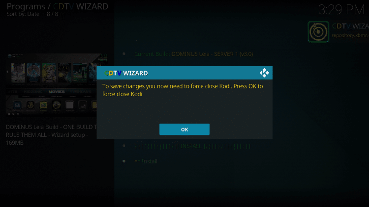 When this message appears click OK