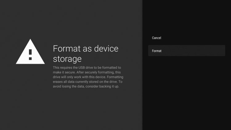 Format as Device Storage