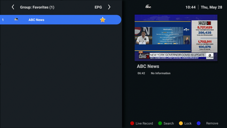 That's it! Notice your selected channel is now located within your Favorites.