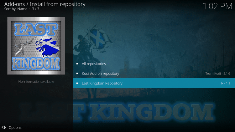 Scroll down and choose Last Kingdom Repository