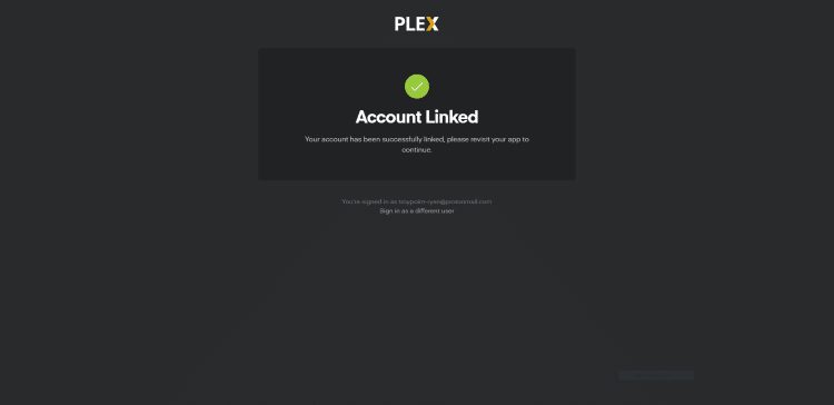 account linked message will appear