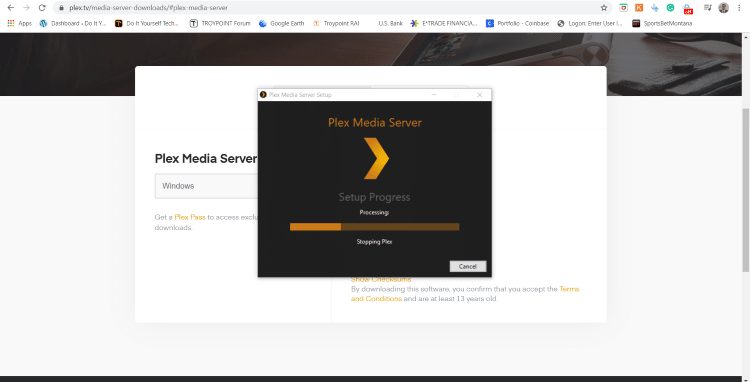 wait for plex media server to install