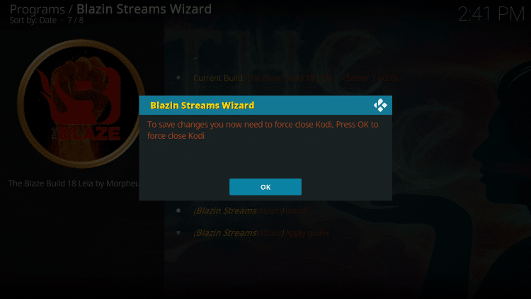 When this message appears click OK