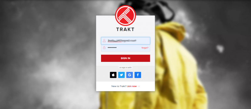 if prompted, sign into your trakt account