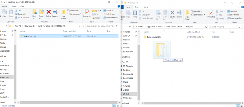 drop trakt bundle in plex plug in folder