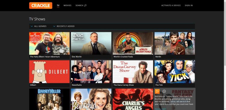 Crackle to watch TV Shows online free