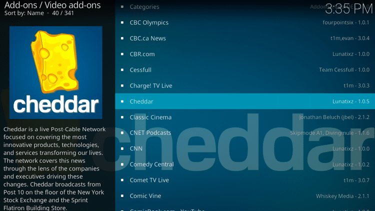 Step 5 - How to Install Cheddar Kodi Addon Guide